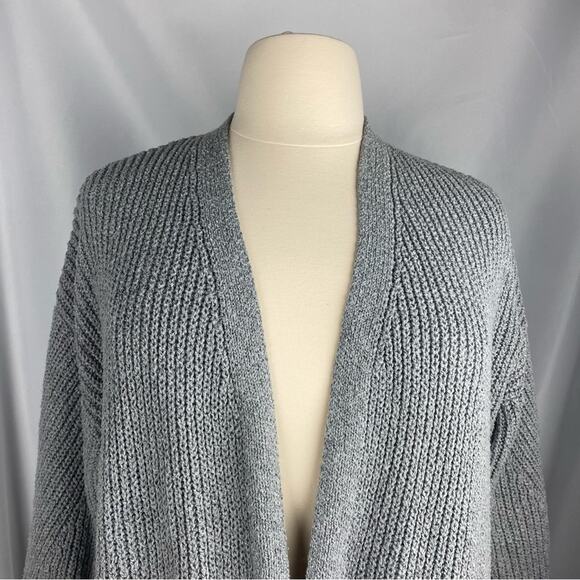 Iris Gray Knit Open Front Cardigan Sweater 3/4 Sleeve w Pockets Cozy Plus Sz 2XL - Picture 4 of 11